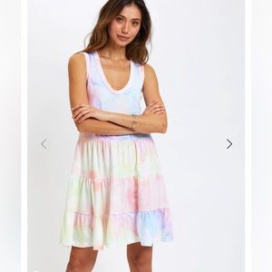 SOL ANGELES watercolor tier dress NWOT - pastel ombré XS